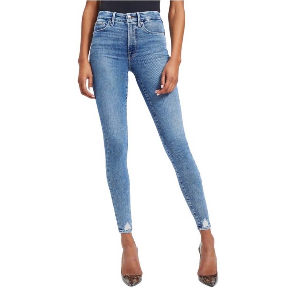 Good Legs organic high-rise slim-leg jeans (color: indigo)